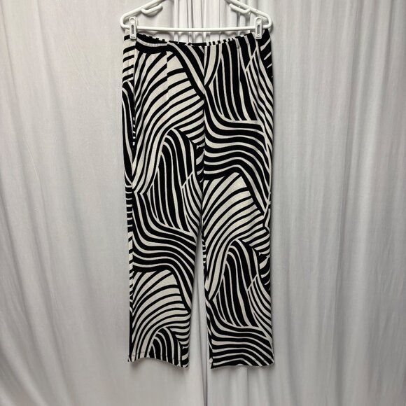 Chicos Travelers Slinky Stretch Pants Womens Sz 2 Large Zebra Print Black White - Picture 1 of 8